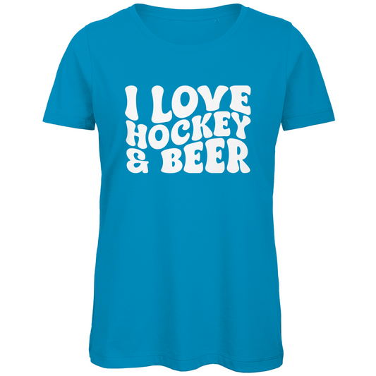 Ladies T-Shirt I LOVE HOCKEY & BEER