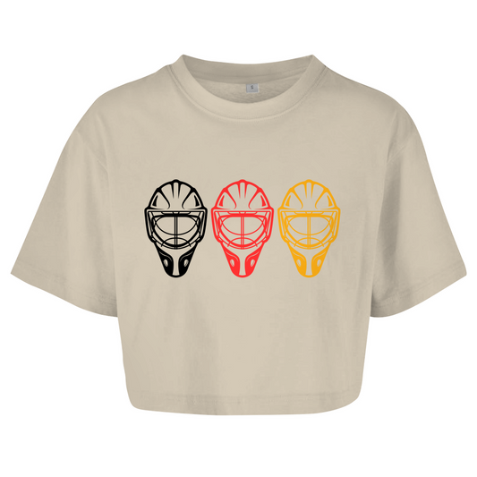 Ladies Crop Top TEAM GOALIE MASKE SCHWARZ-ROT-GOLD