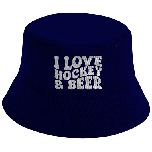Bucket Hat I LOVE HOCKEY & BEER