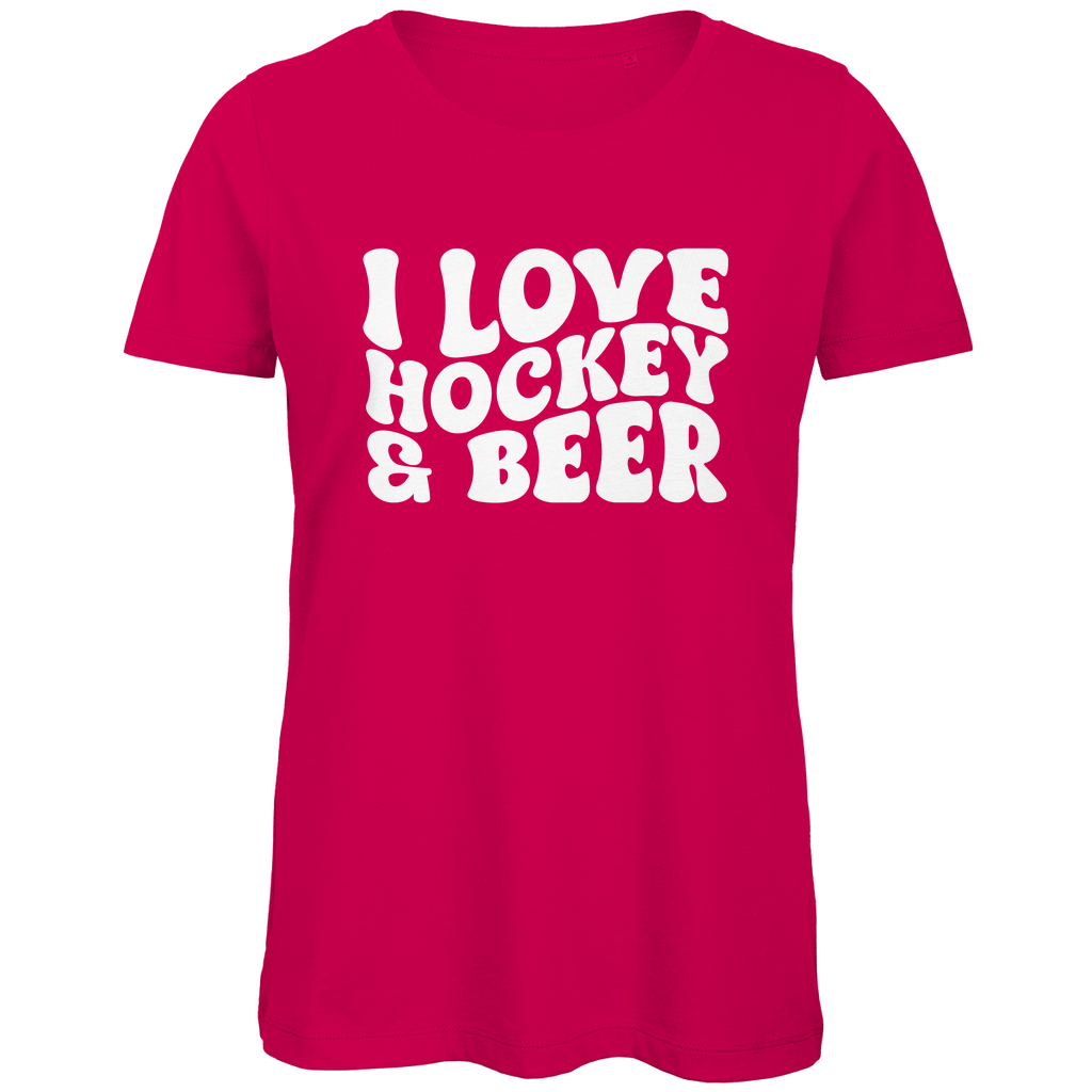 Ladies T-Shirt I LOVE HOCKEY & BEER