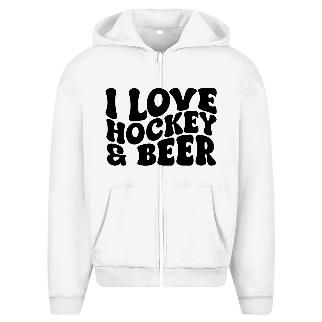 Oversize Zipper I LOVE HOCKEY & BEER
