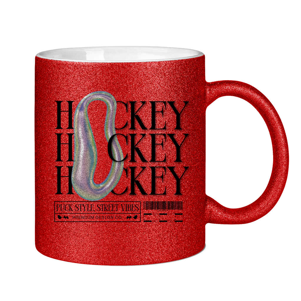 Glitzertasse HOCKEY MODERN