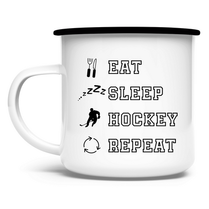 Emaille Tasse EAT, SLEEP REPEAT