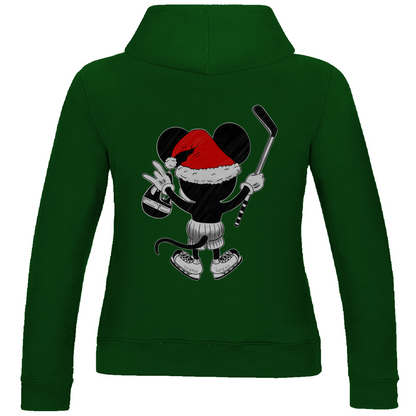 Ladies Hoodie HOCKEY-SANTA-MOUSE (back)