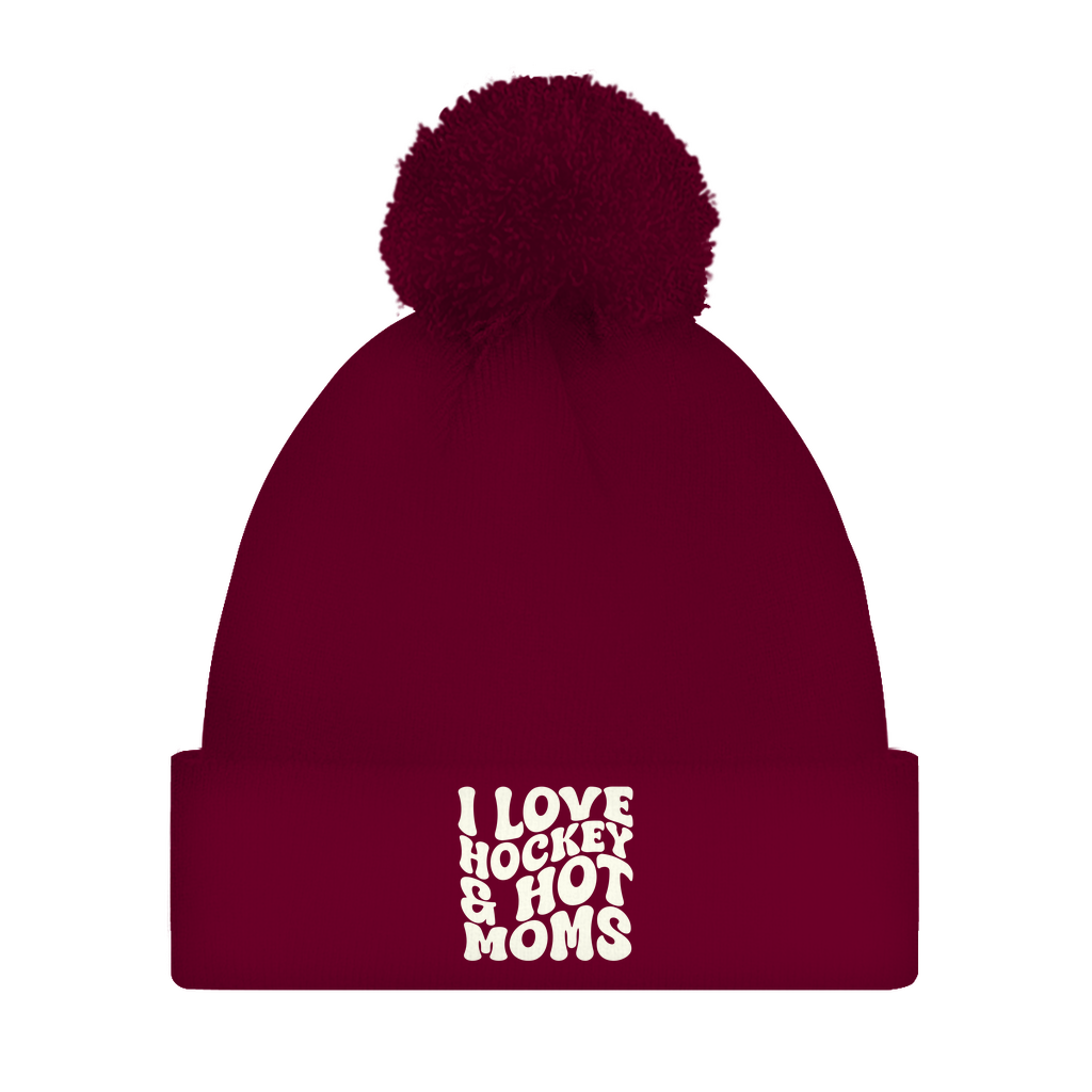 Bommelmütze I LOVE HOCKEY & HOT MOMS
