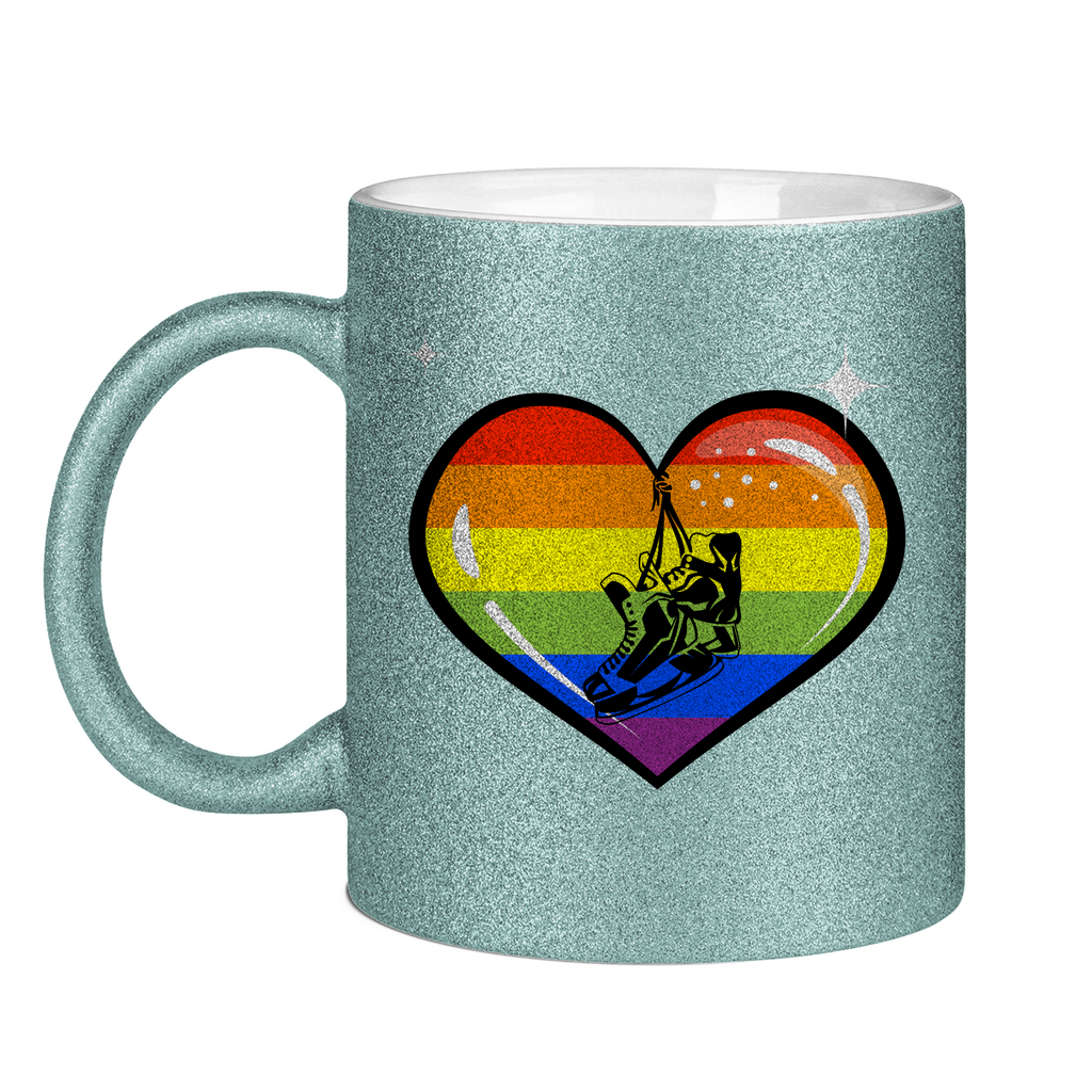 Glitzertasse RAINBOW SKATE HEART