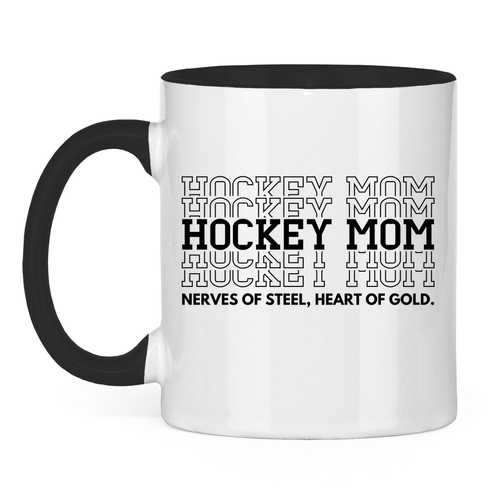 Tasse zweifarbig HOCKEYMOM NERVES & HEART