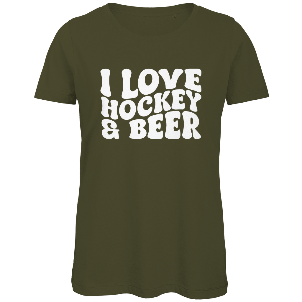 Ladies T-Shirt I LOVE HOCKEY & BEER