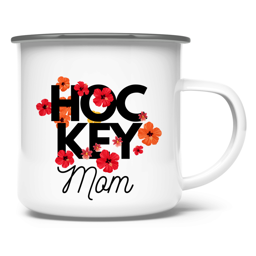 Emaille Tasse HOCKEY MOM FLOWERS