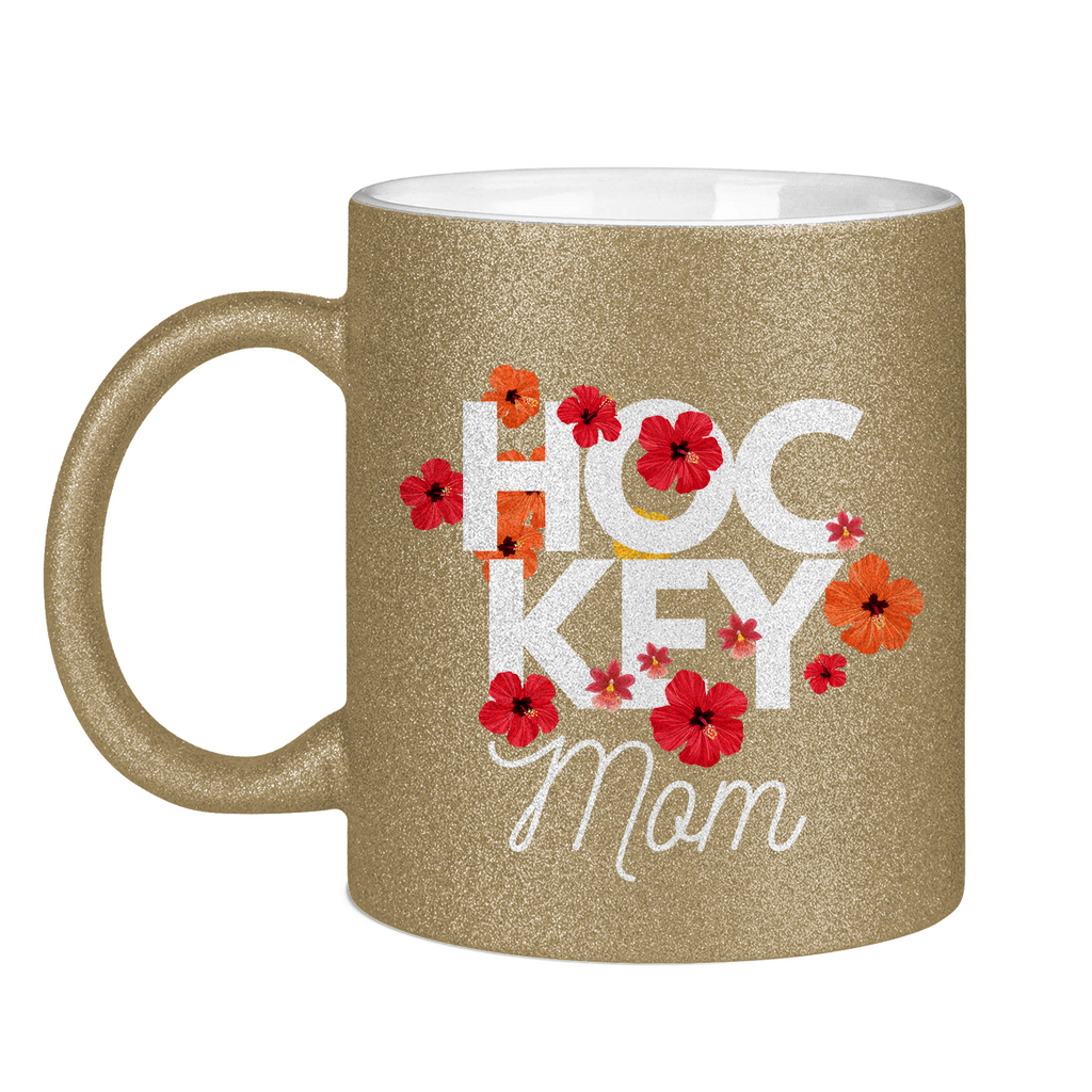 Glitzertasse HOCKEYMOM FLOWERS