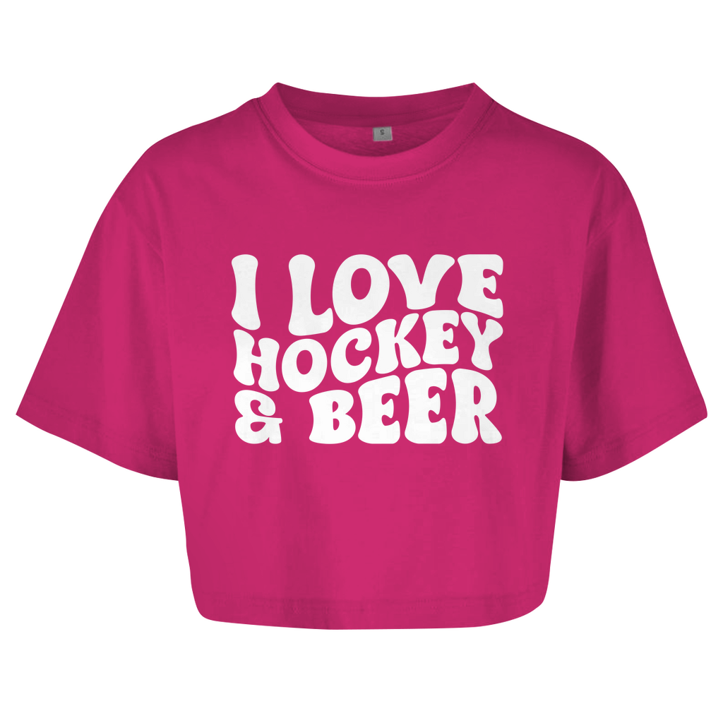 Ladies Crop Top I LOVE HOCKEY & BEER