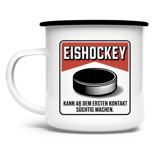 Emaille Tasse  EISHOCKEY ZIGARETTENSCHACHTEL