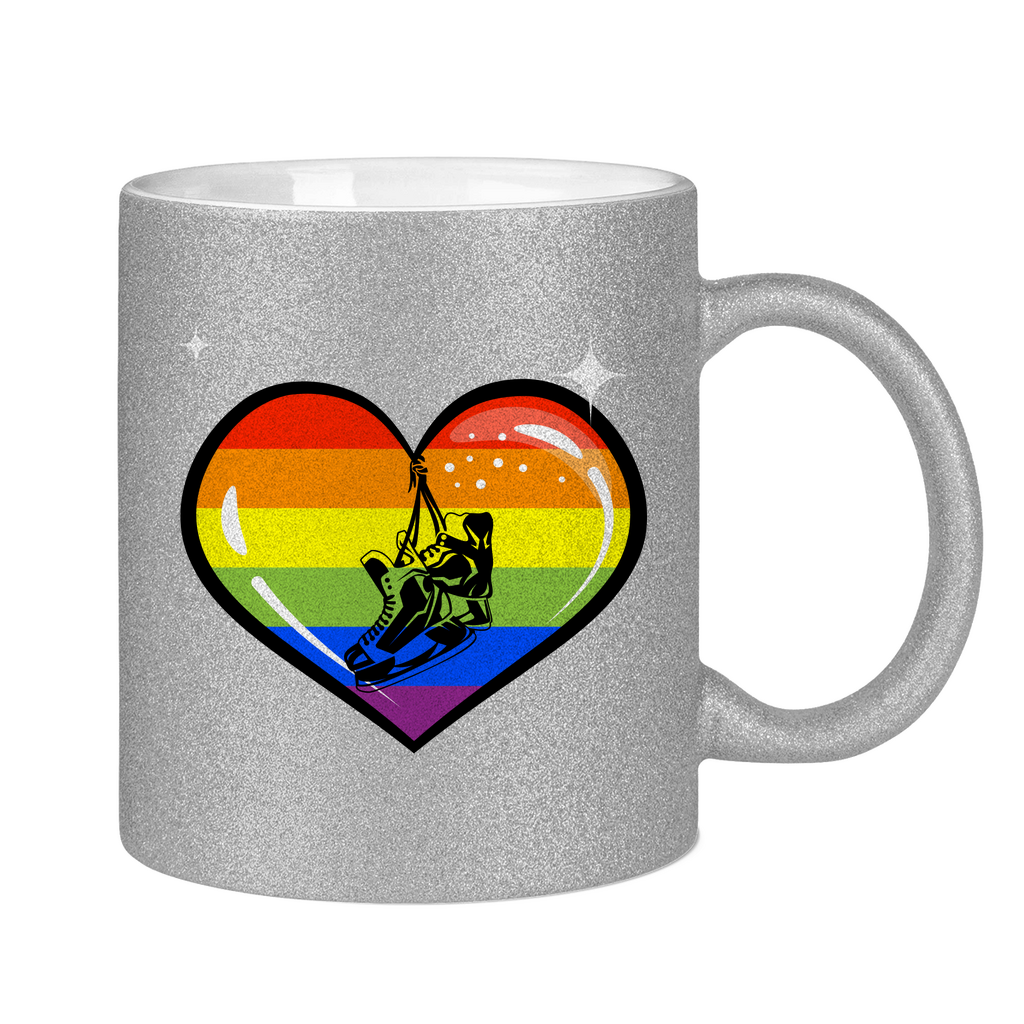 Glitzertasse RAINBOW SKATE HEART