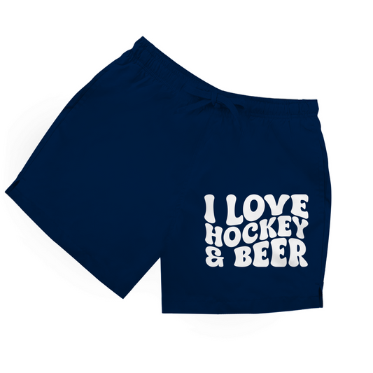 Badehose I LOVE HOCKEY & BEER