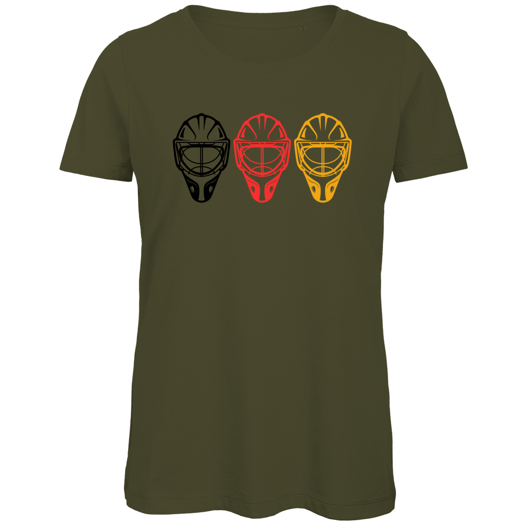 Ladies T-Shirt TEAM GOALIE MASKE SCHWARZ-ROT-GOLD