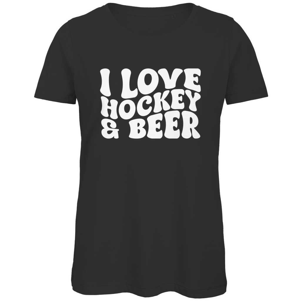 Ladies T-Shirt I LOVE HOCKEY & BEER