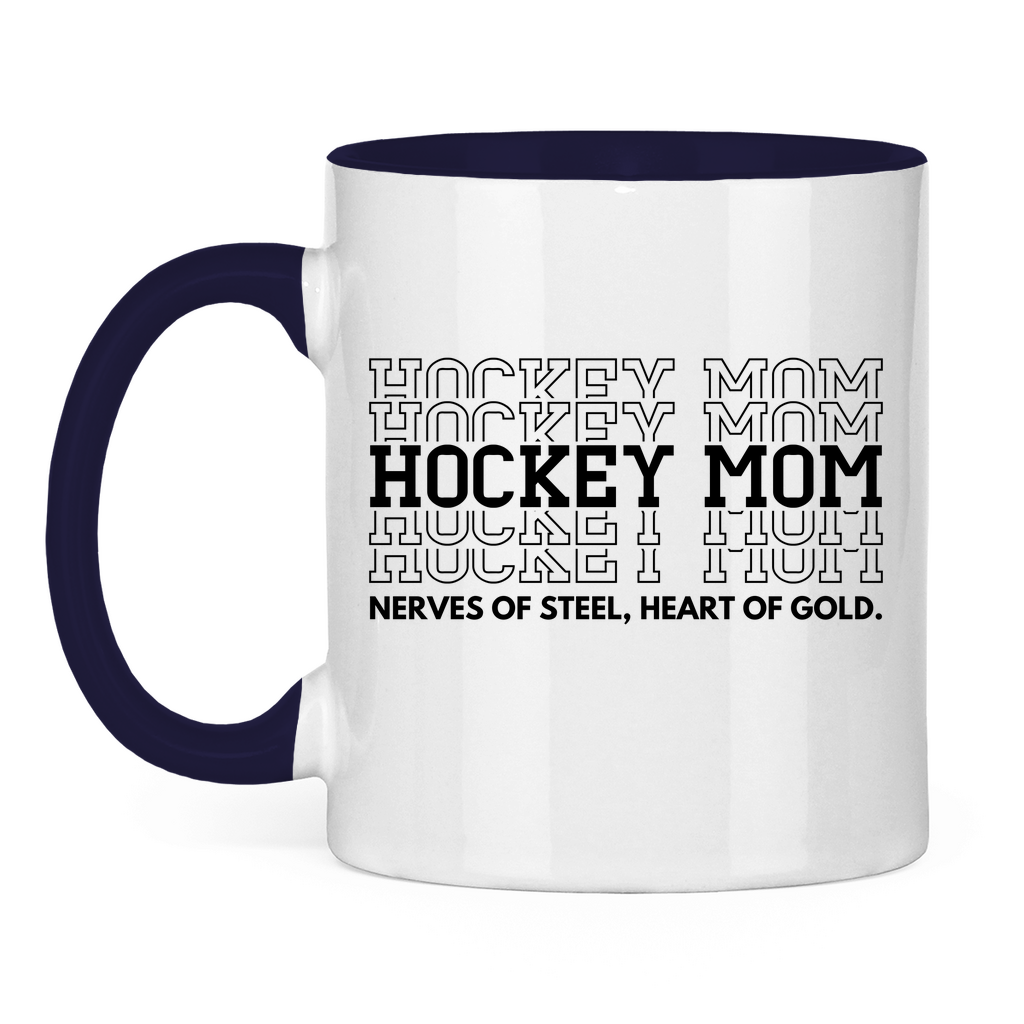 Tasse zweifarbig HOCKEYMOM NERVES & HEART