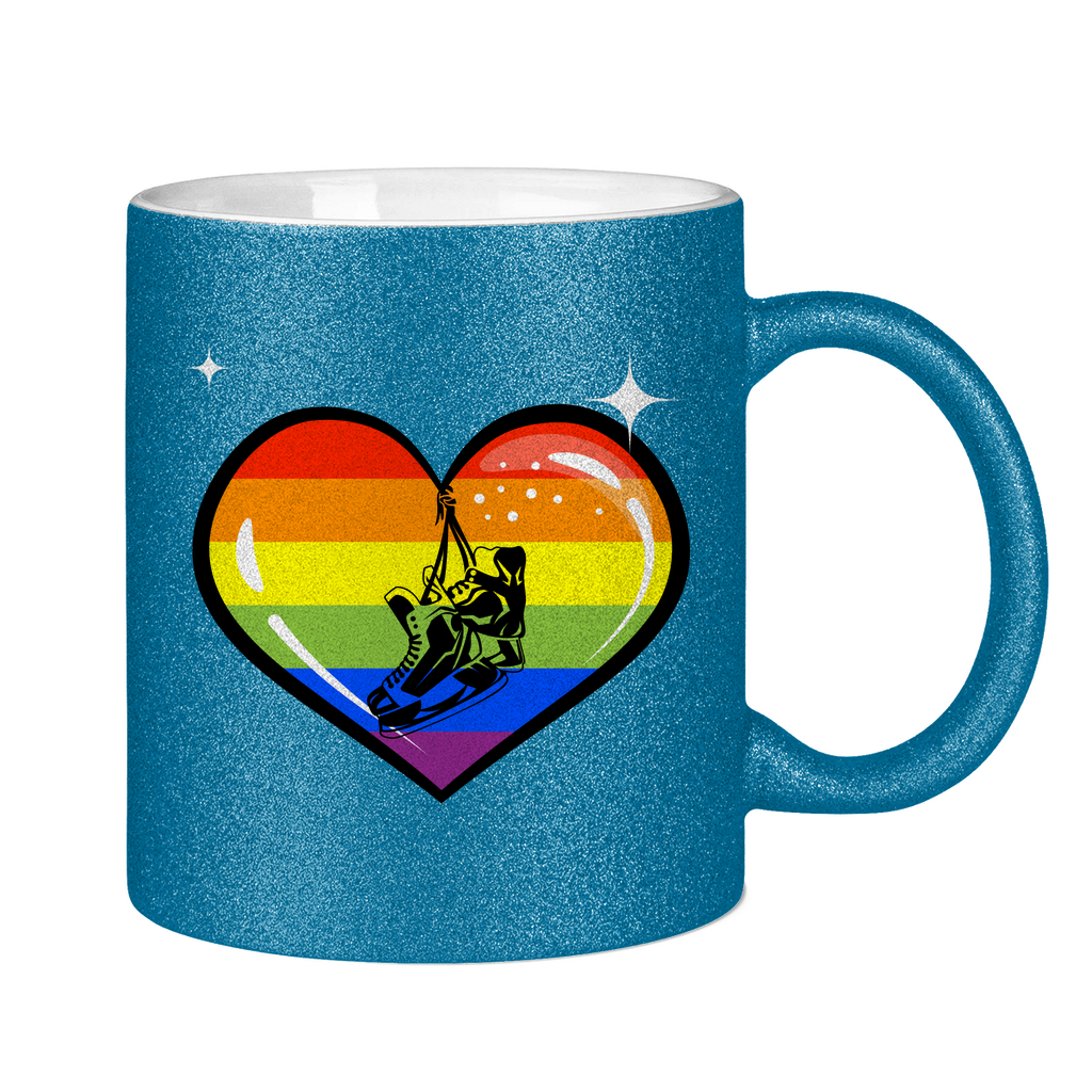 Glitzertasse RAINBOW SKATE HEART