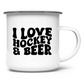 Emaille Tasse  I LOVE HOCKEY & BEER