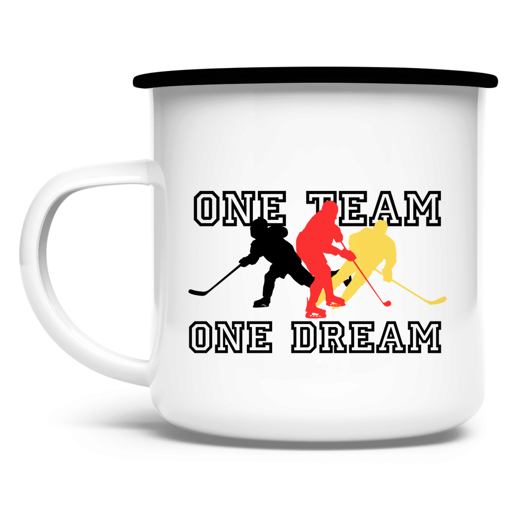 Emaille Tasse ONE TEAM-ONE DREAM GER