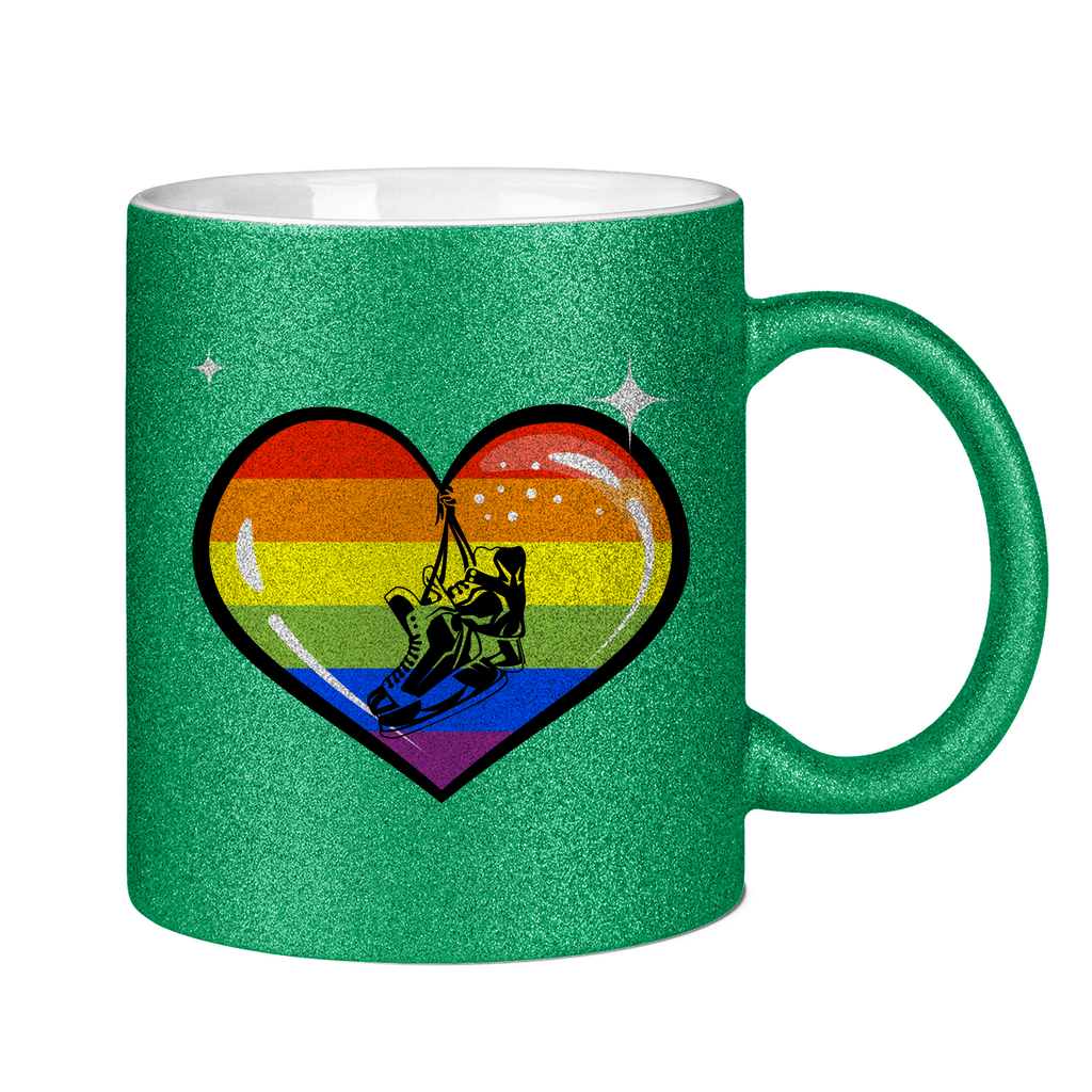 Glitzertasse RAINBOW SKATE HEART