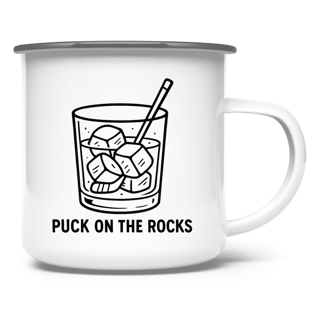 Emaille Tasse PUCK ON THE ROCKS