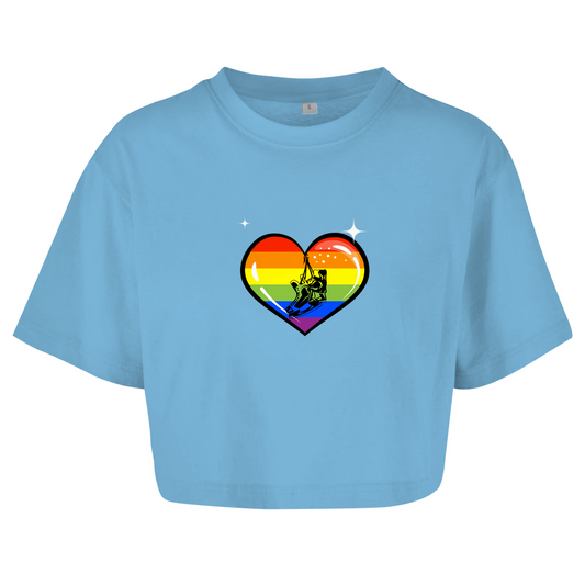 Ladies Crop Top RAINBOW SKATE HEART