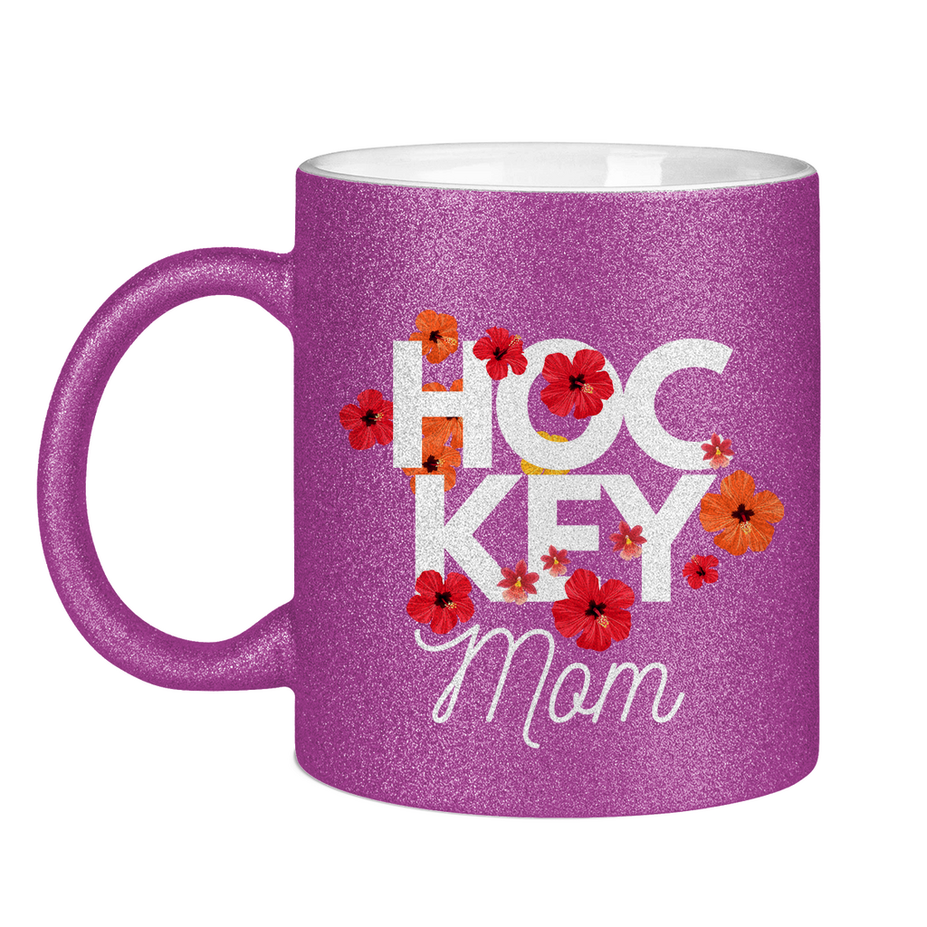 Glitzertasse HOCKEYMOM FLOWERS