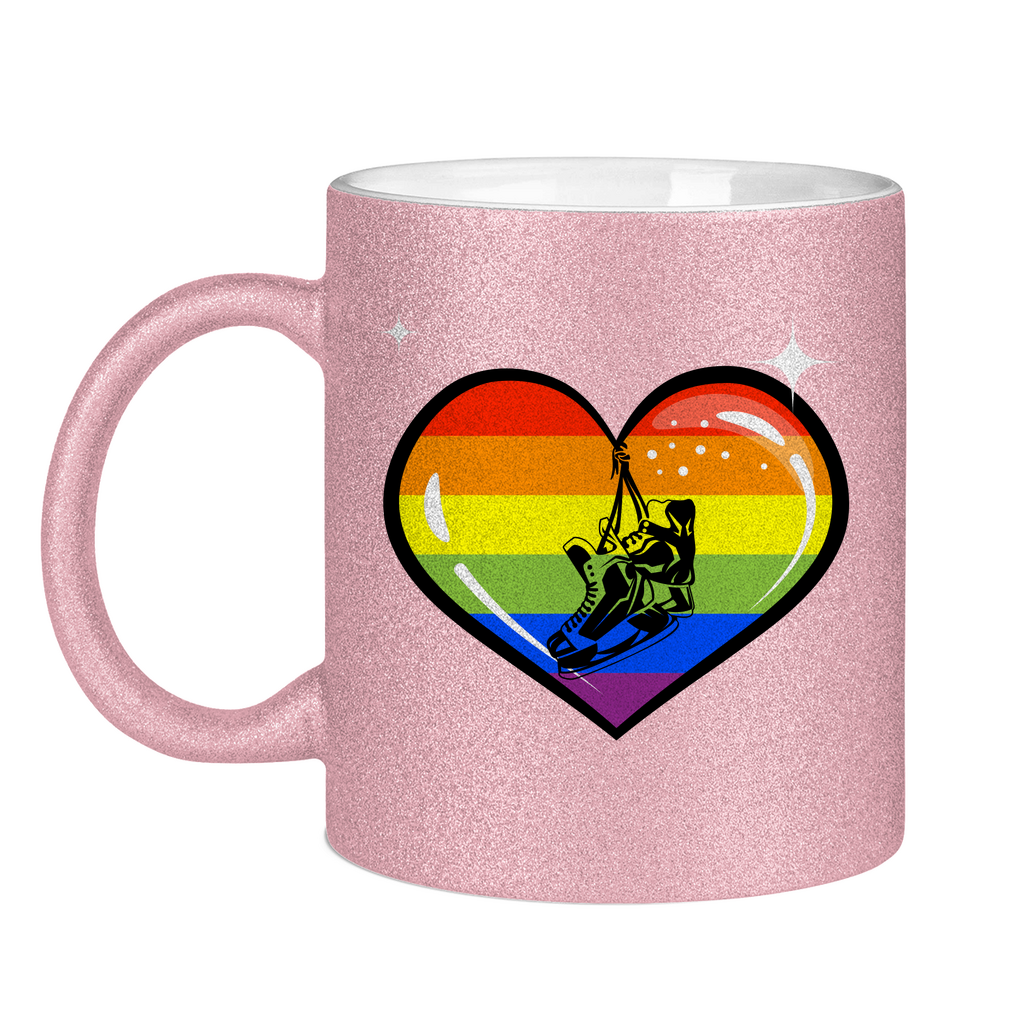 Glitzertasse RAINBOW SKATE HEART