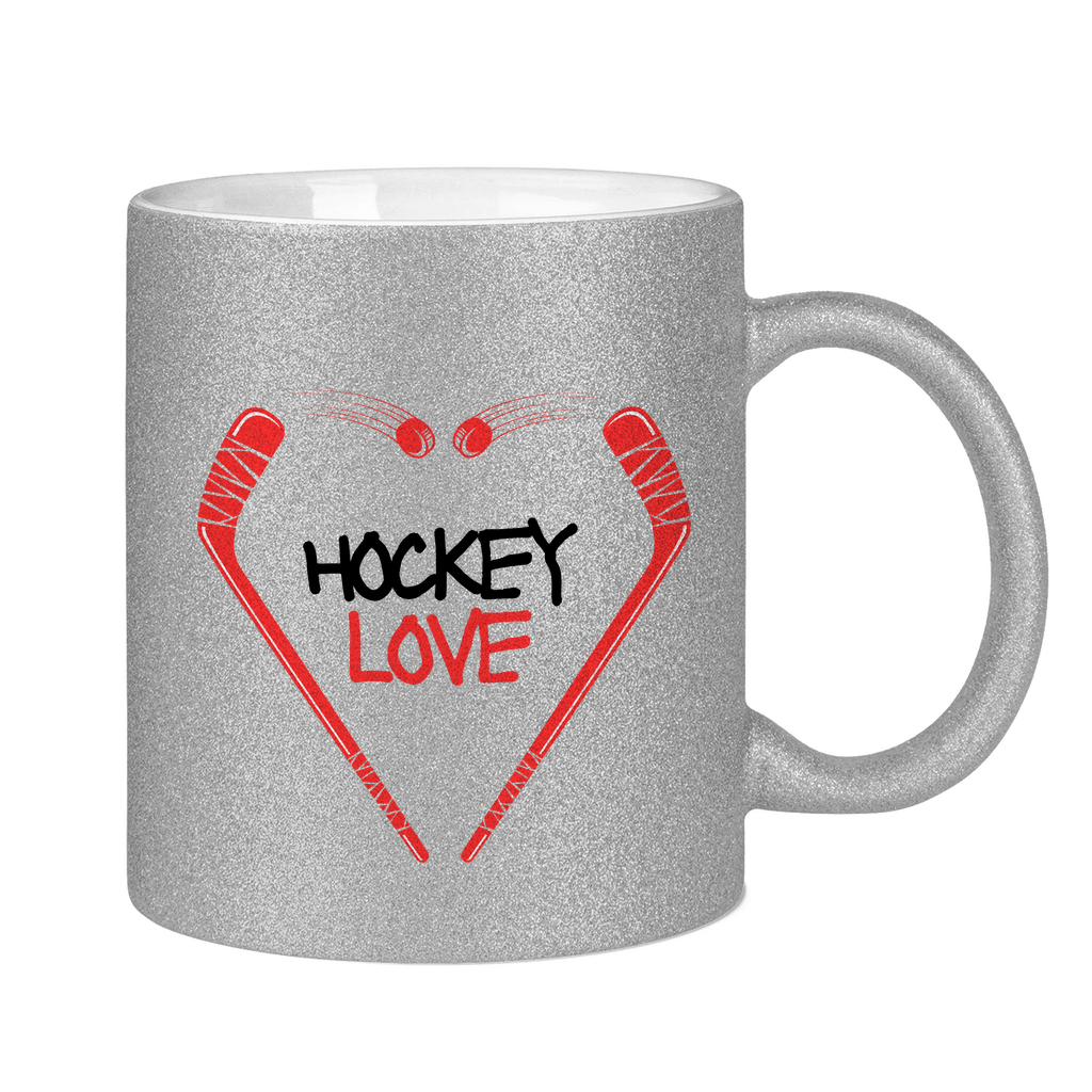 Glitzertasse HOCKEYLOVE STICKHEART