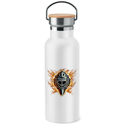 Edelstahl-Trinkflasche mit Bambusdeckel BURNING MASK