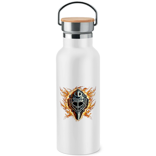 Edelstahl-Trinkflasche mit Bambusdeckel BURNING MASK