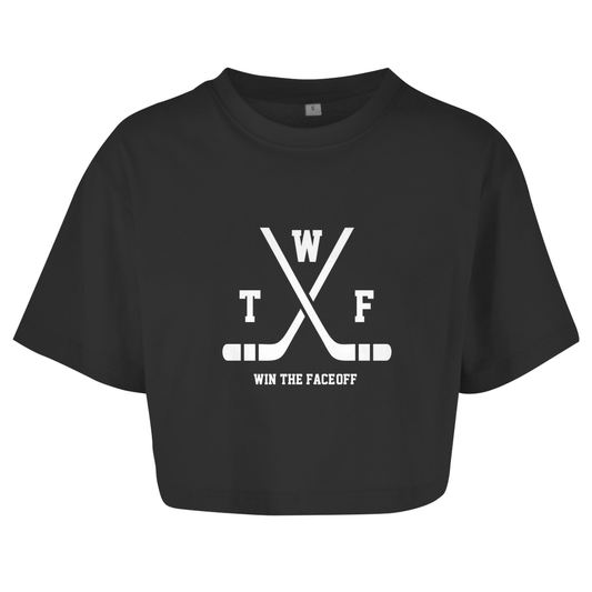 Ladies Oversize Crop Top WTF BLACK