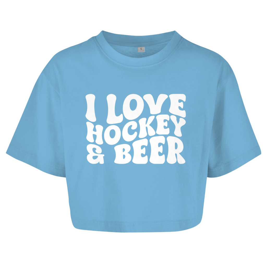 Ladies Crop Top I LOVE HOCKEY & BEER