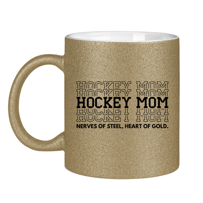 Glitzertasse HOCKEYMOM NERVES & HEART