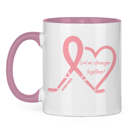 Tasse zweifarbig PINKTOBER STRONGER TOGETHER