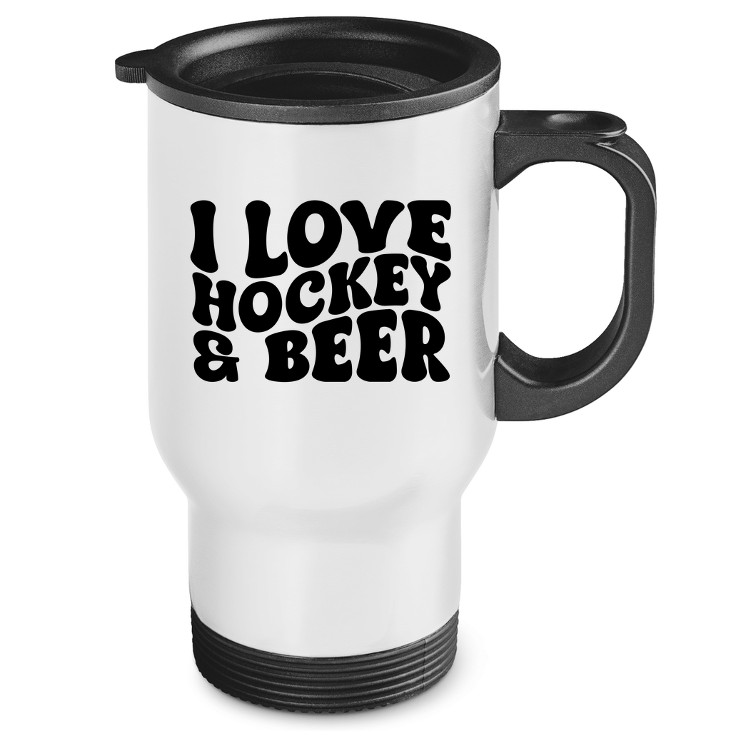 Edelstahl-Thermobecher I LOVE HOCKEY & BEER