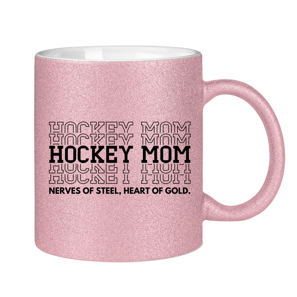 Glitzertasse HOCKEYMOM NERVES & HEART