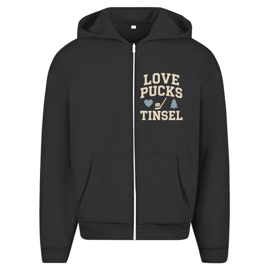 Oversize Zipper LOVE, PUCKS & TINSEL (front&back)