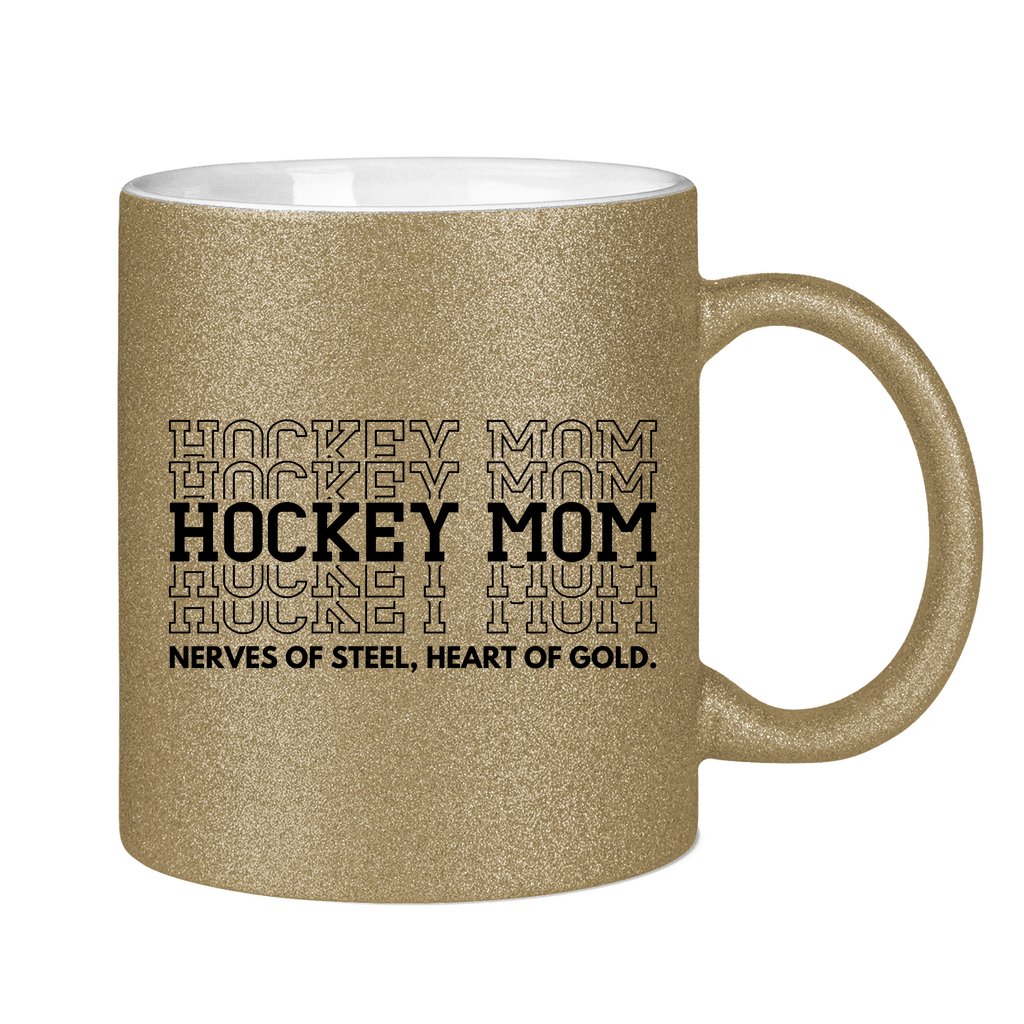 Glitzertasse HOCKEYMOM NERVES & HEART