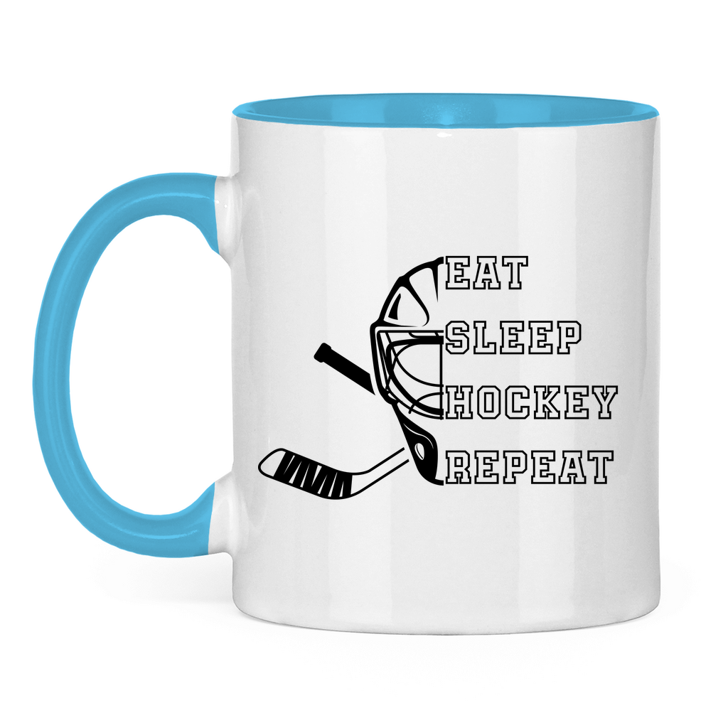 Tasse zweifarbig EAT, SLEEP GOALIE