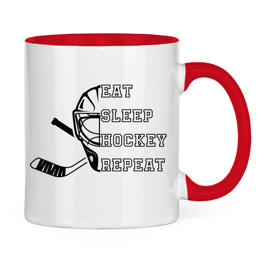 Tasse zweifarbig EAT, SLEEP GOALIE