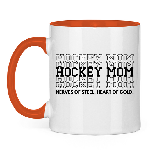 Tasse zweifarbig HOCKEYMOM NERVES & HEART