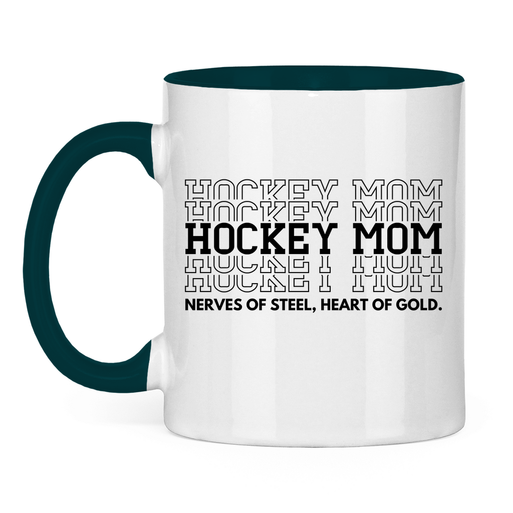 Tasse zweifarbig HOCKEYMOM NERVES & HEART