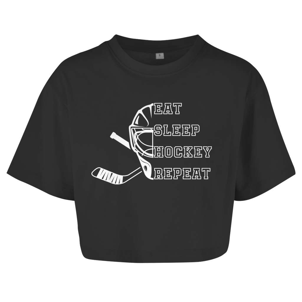 Ladies Crop Top EAT, SLEEP GOALIE