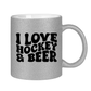 Glitzertasse I LOVE HOCKEY & BEER