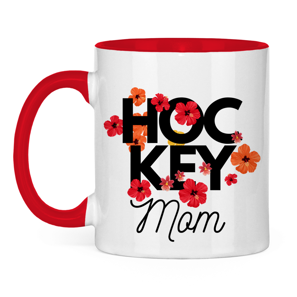 Tasse zweifarbig HOCKEY MOM FLOWERS