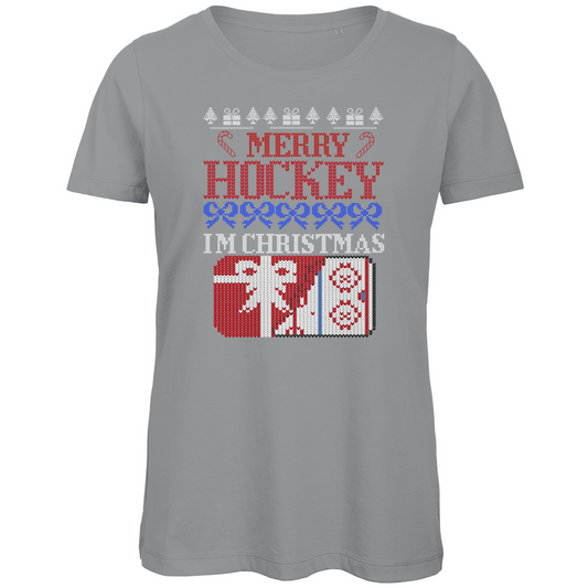 Ladies T-Shirt UGLY CHRISTMAS MERRY HOCKEY