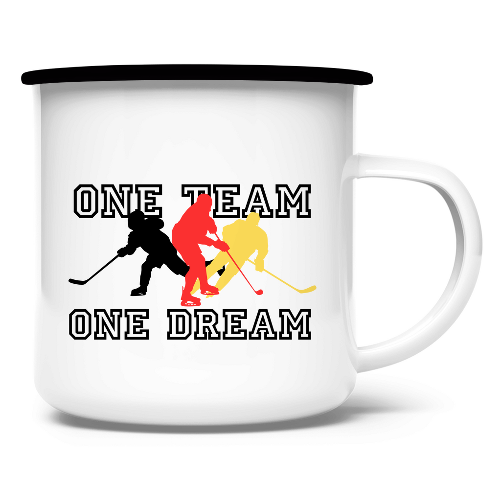 Emaille Tasse ONE TEAM-ONE DREAM GER