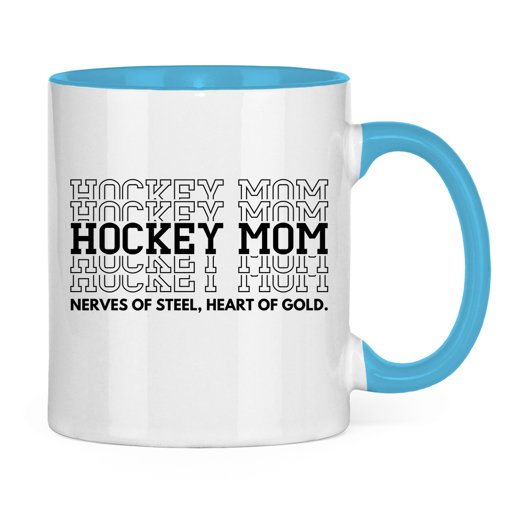 Tasse zweifarbig HOCKEYMOM NERVES & HEART